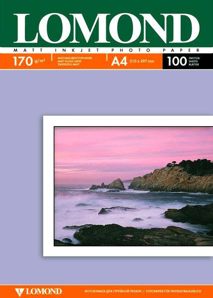 Фотобумага Lomond матовая двусторонняя (0102006), A4, 170 г/ м2, 100 л.