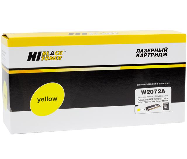 Тонер-картридж Hi-Black (HB-W2072A) для HP CL 150a/ 150nw/ MFP178nw/ 179fnw, 117A, Y, 0,7K б/ ч