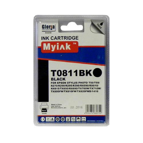 Картридж для (T0811/T0821) EPSON R270/390/RX590/TX700/1410 Black (16ml, Dye) MyInk